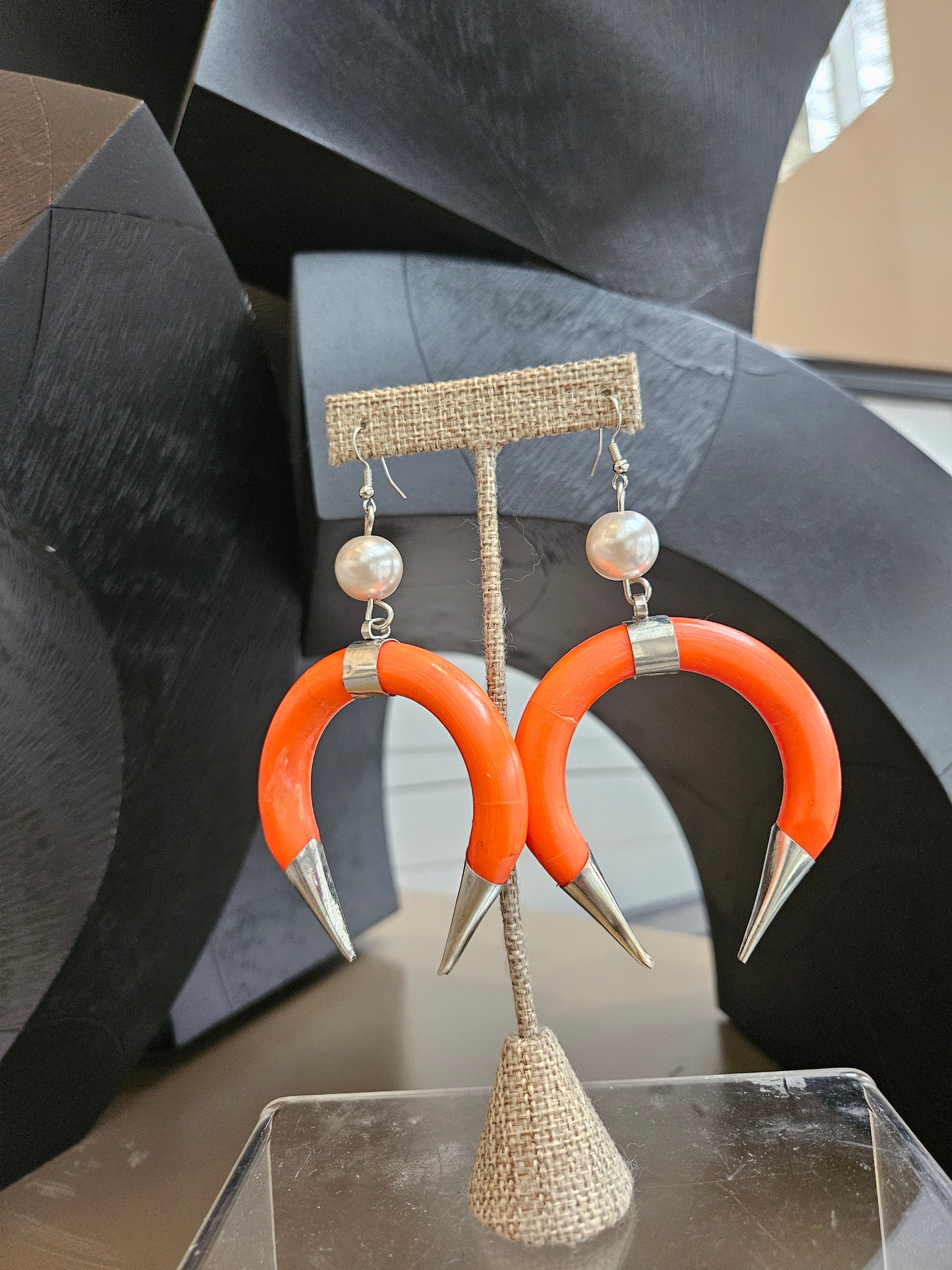 Orange Bone Horn Earrings