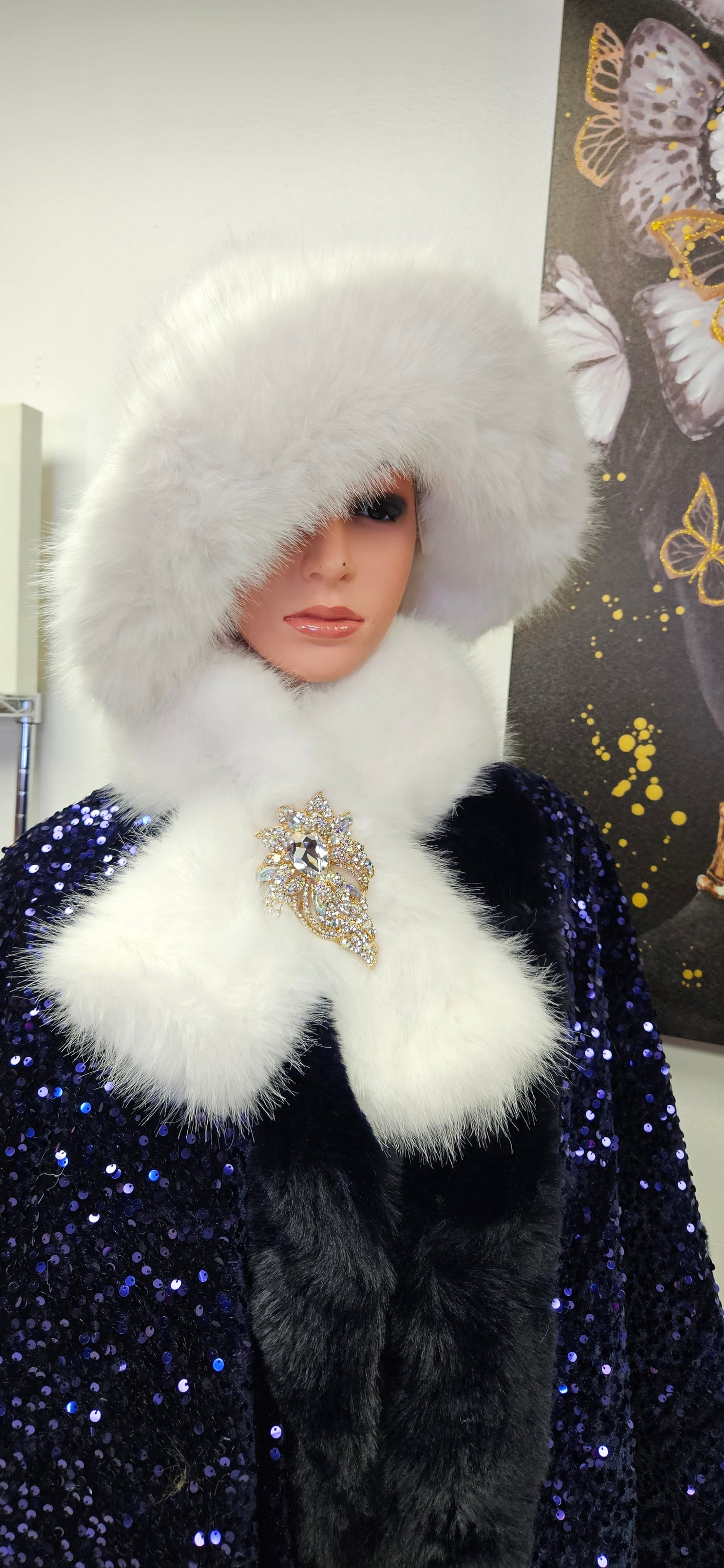 White Winter Fur Hat