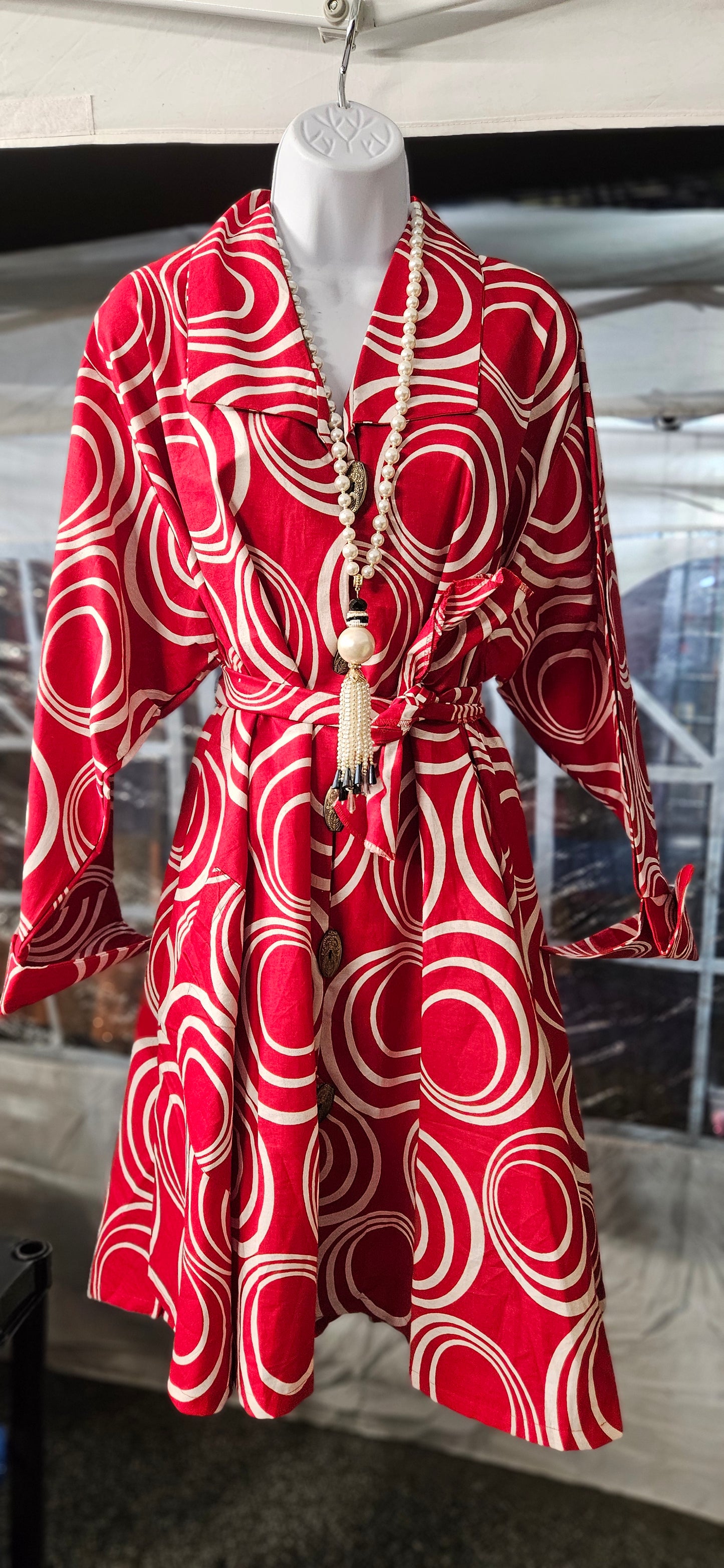 Red and White Swing Dress