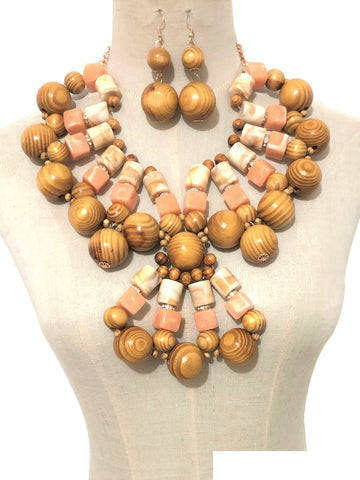 Cleopatra Wood Waterfall Necklace