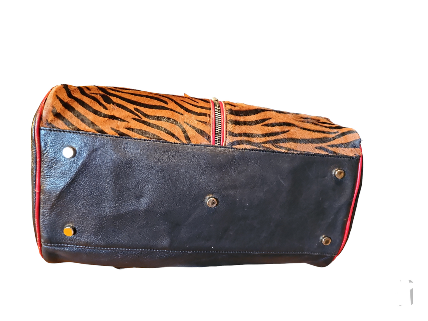 Aqua Madonna Calf Hair Zebra Print Leather Bag