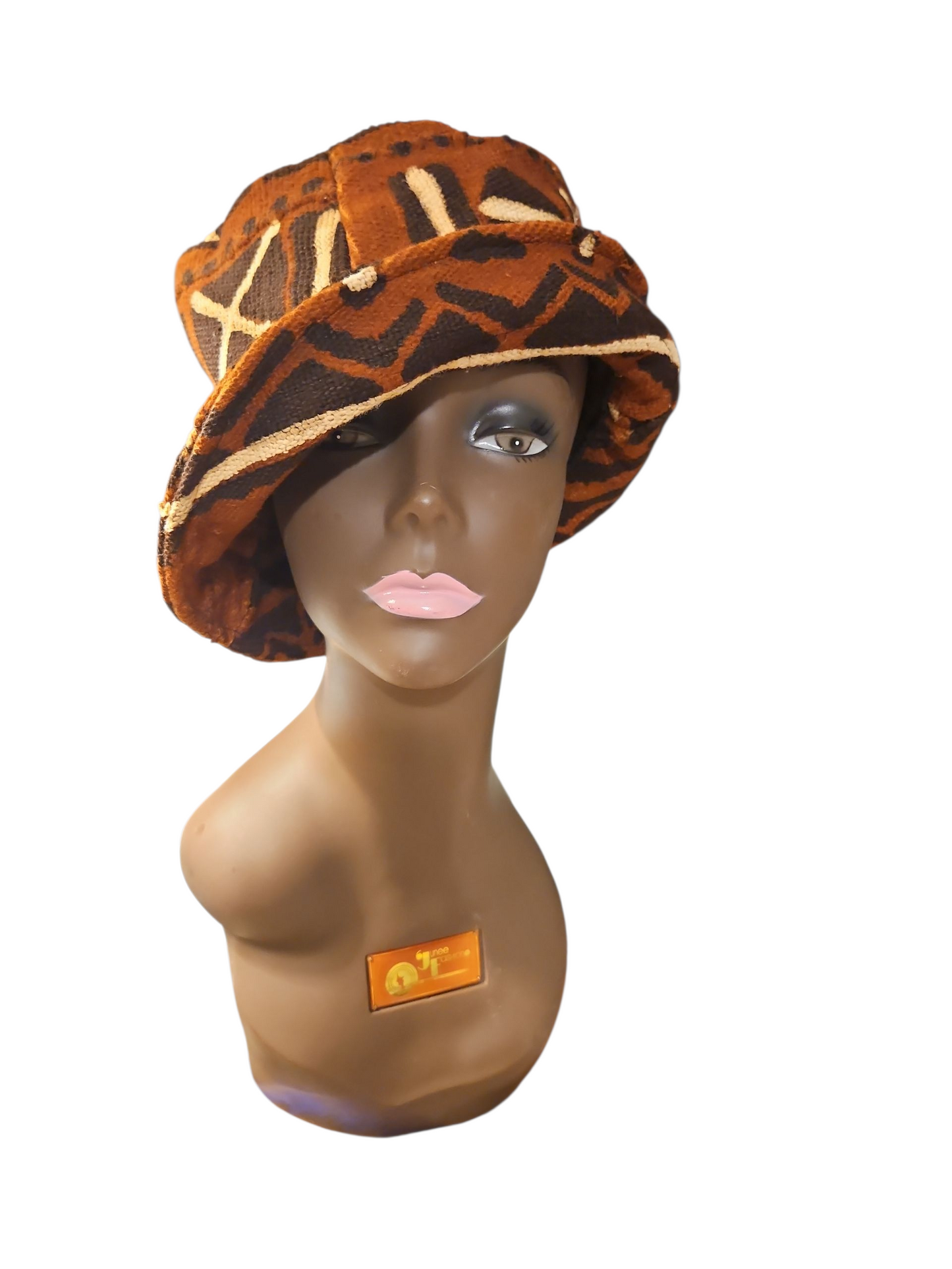 African Mudcloth Bucket Hat Dark Brown