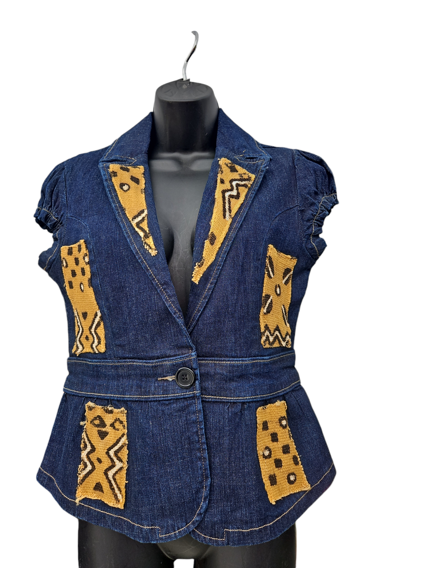 Denim Mudcloth Denim Vest Sz medium