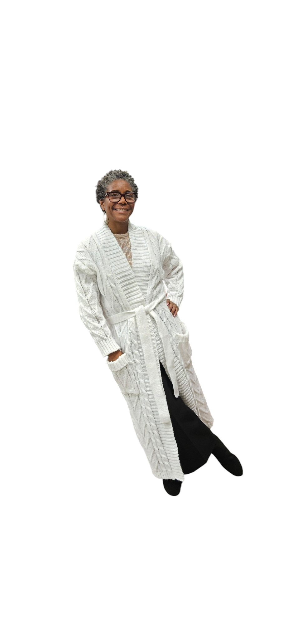 White Long Cardigan Coat