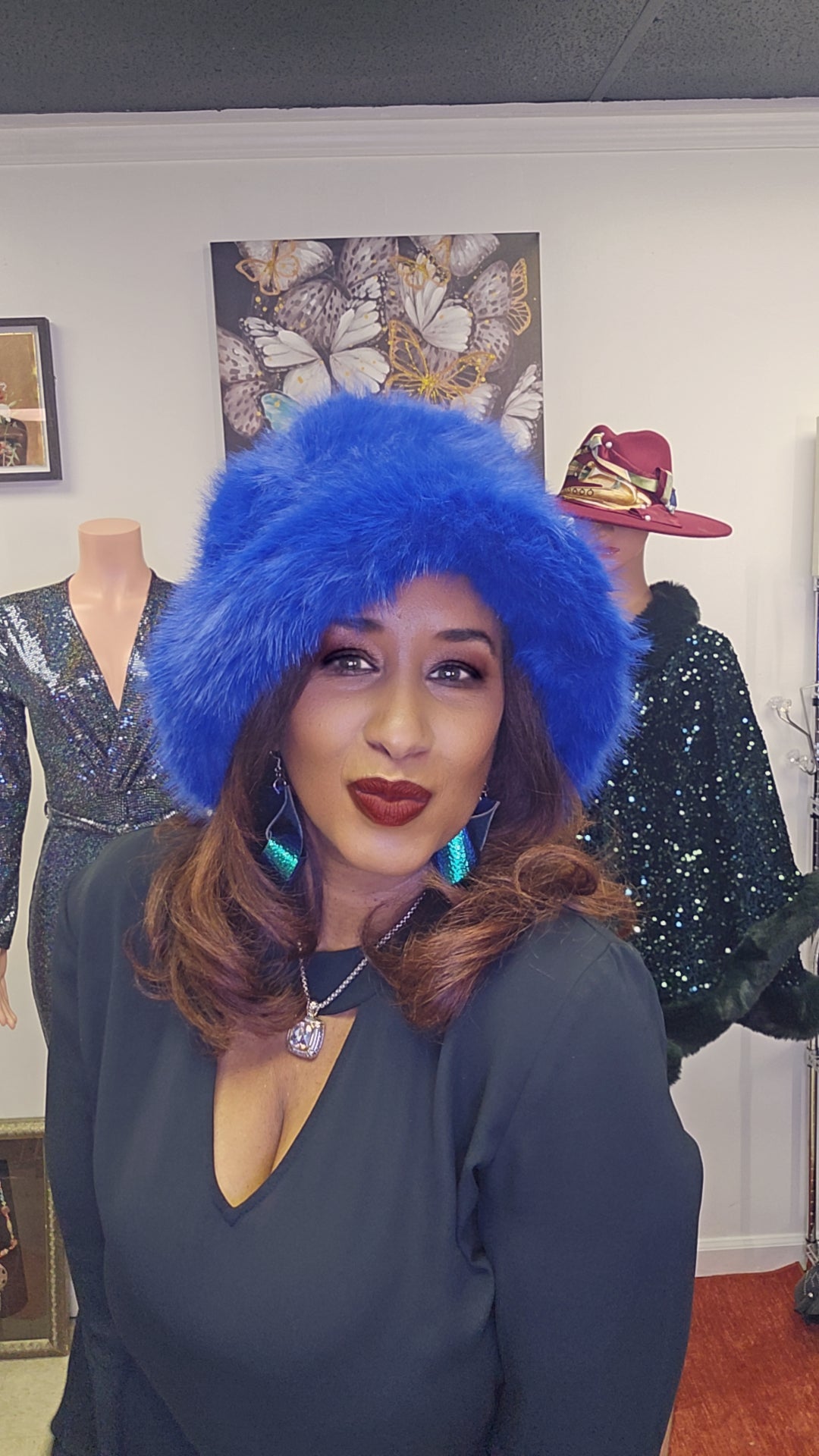 Blue Fur Hat