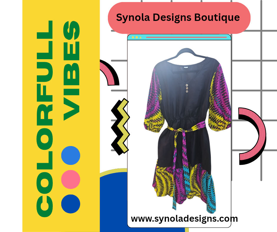 African Color Block Dress One Size