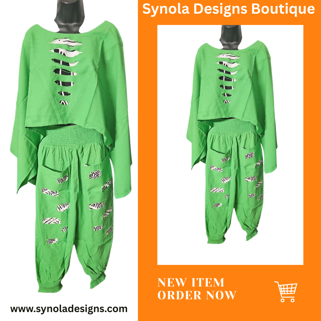 Green Two Piece African Pant Set