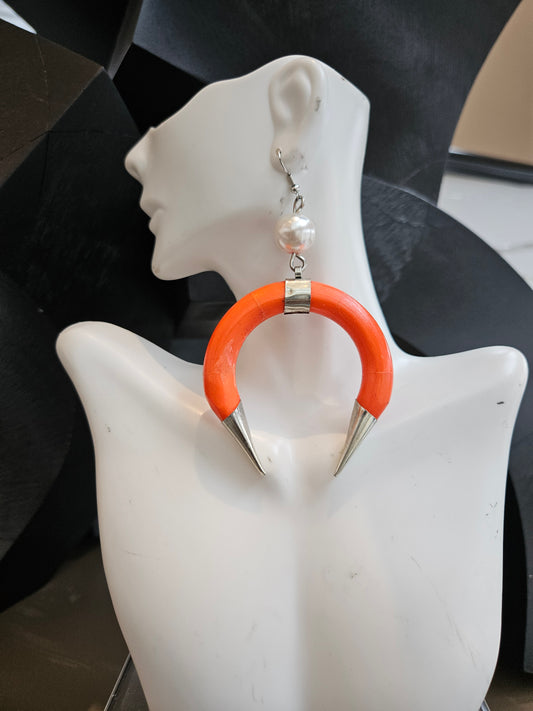 Orange Bone Horn Earrings