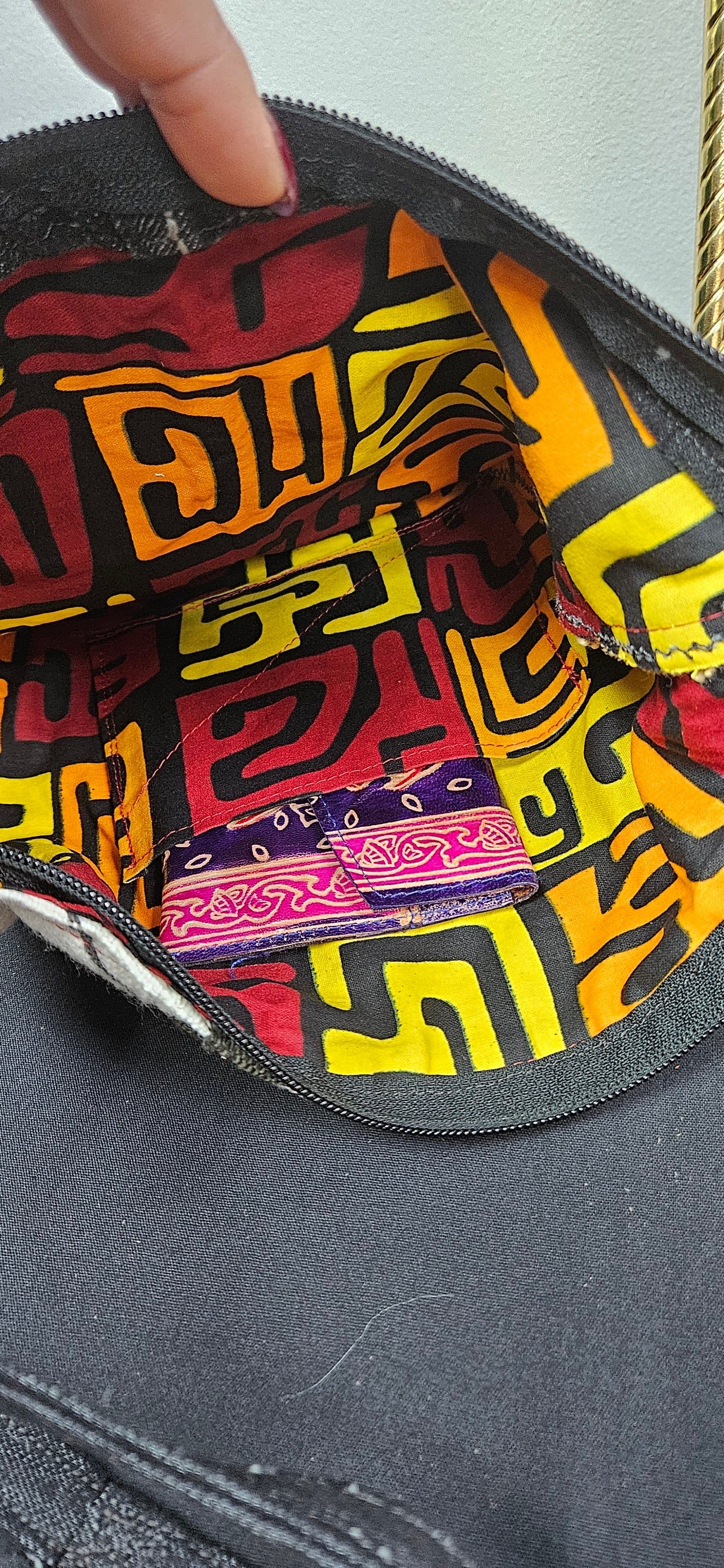 Handmade Mudcloth & Denim Crossbody Bag