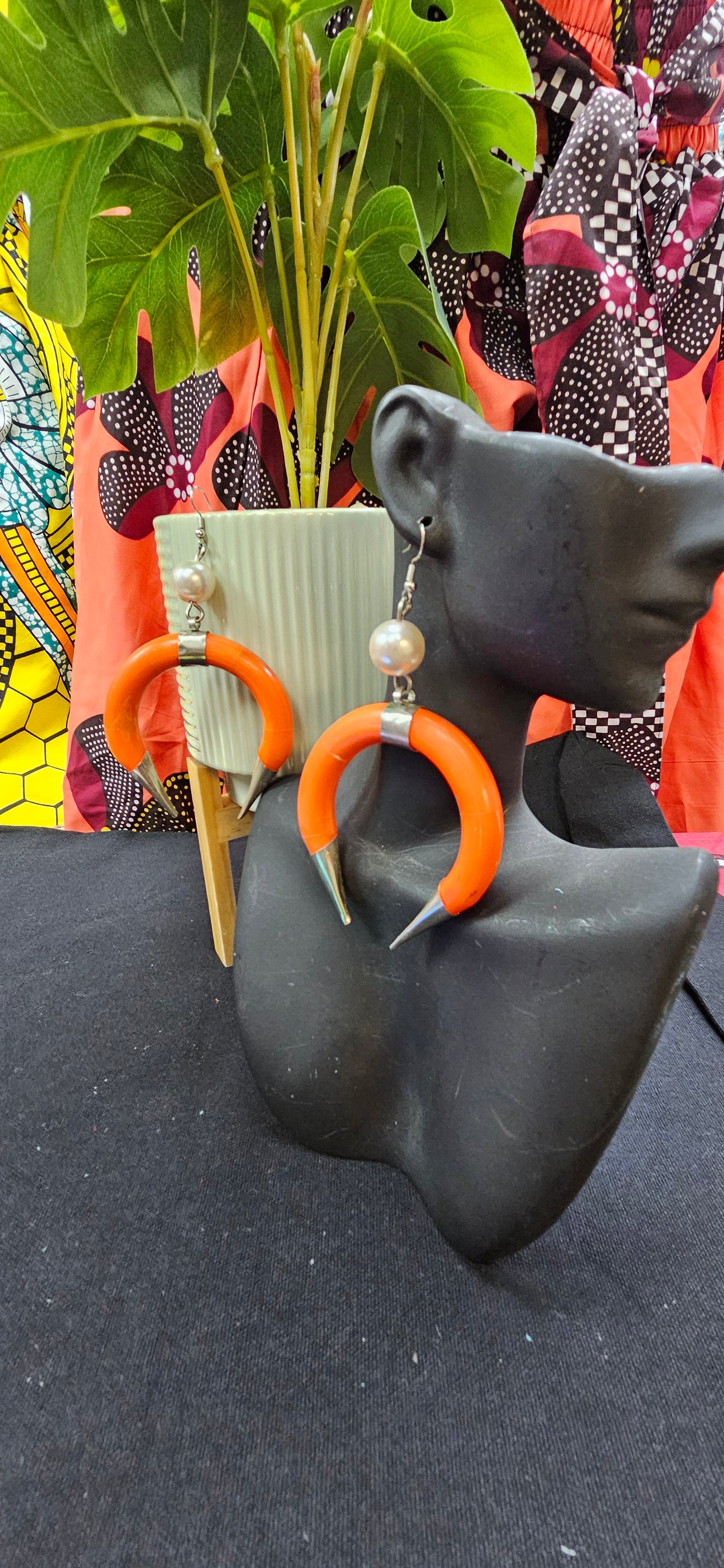 Orange Horn Handmade Earrings