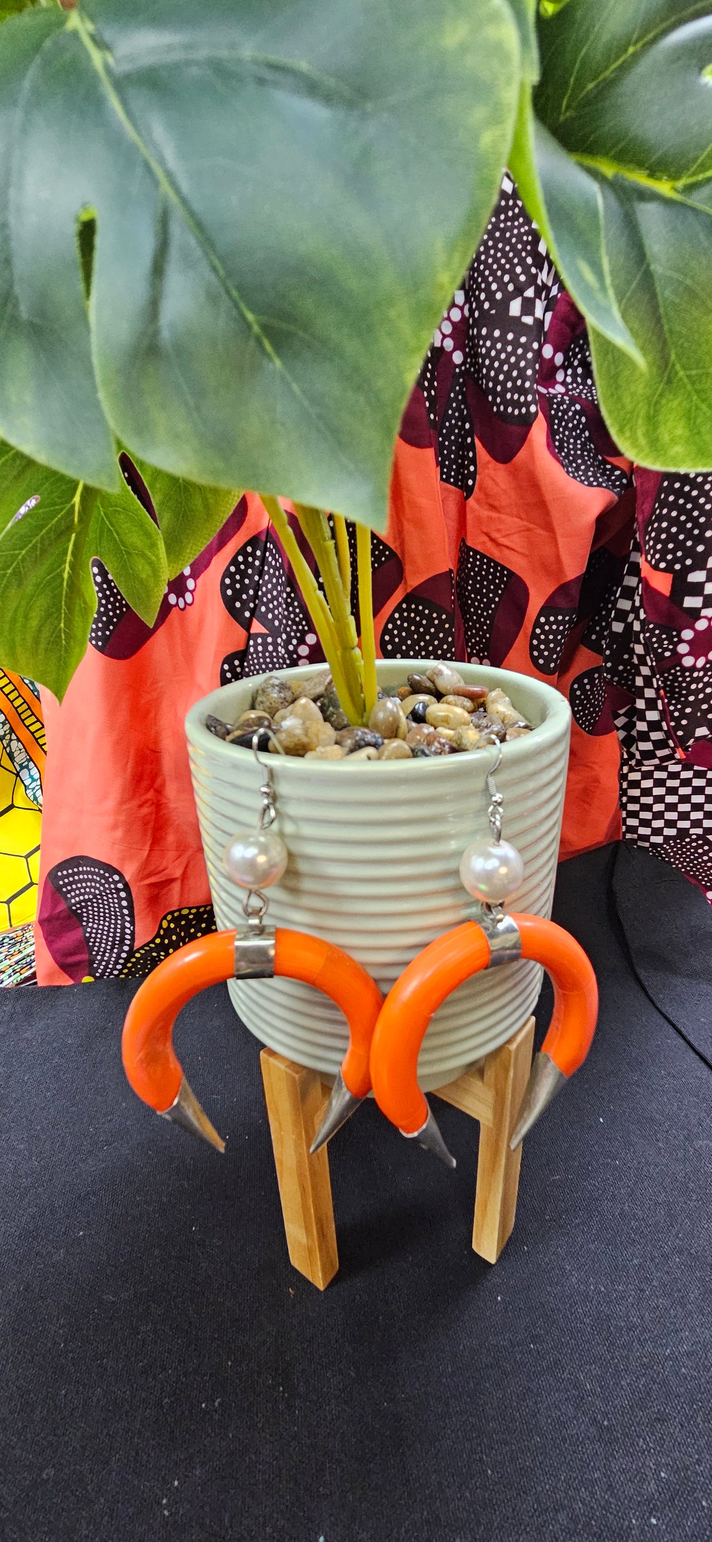 Orange Horn Handmade Earrings