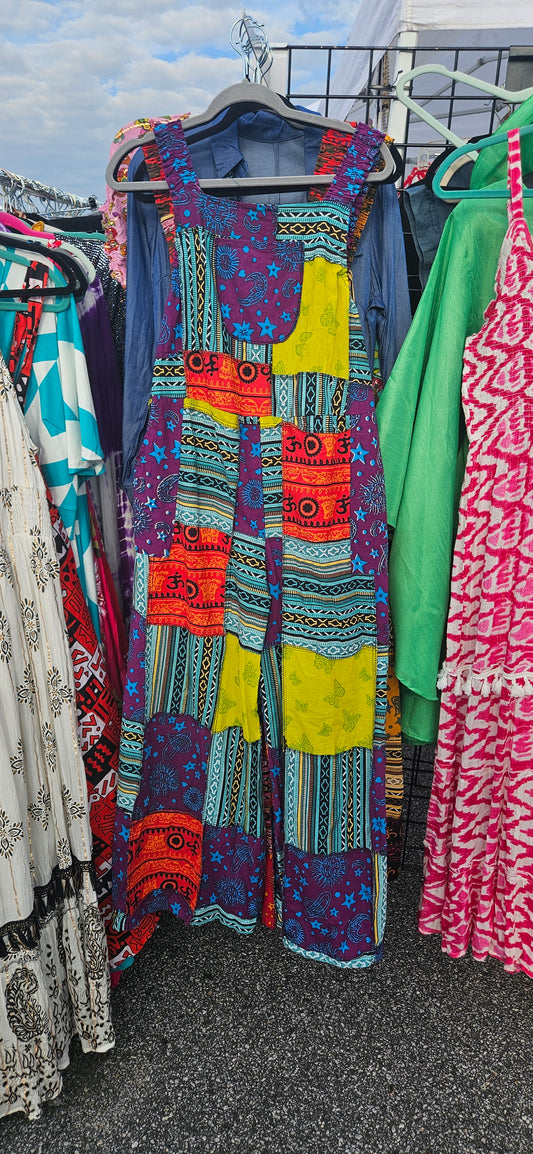 Purple Blue Patchwork Jumpsuit