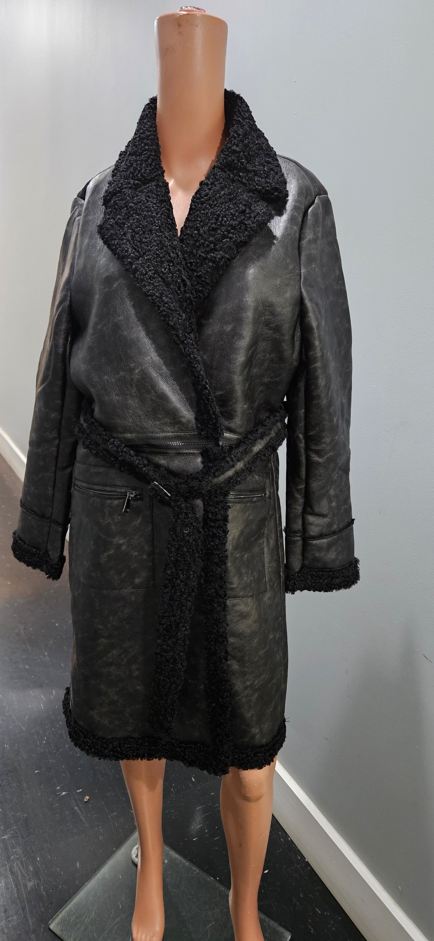 Black Sherpa Two Piece Coat