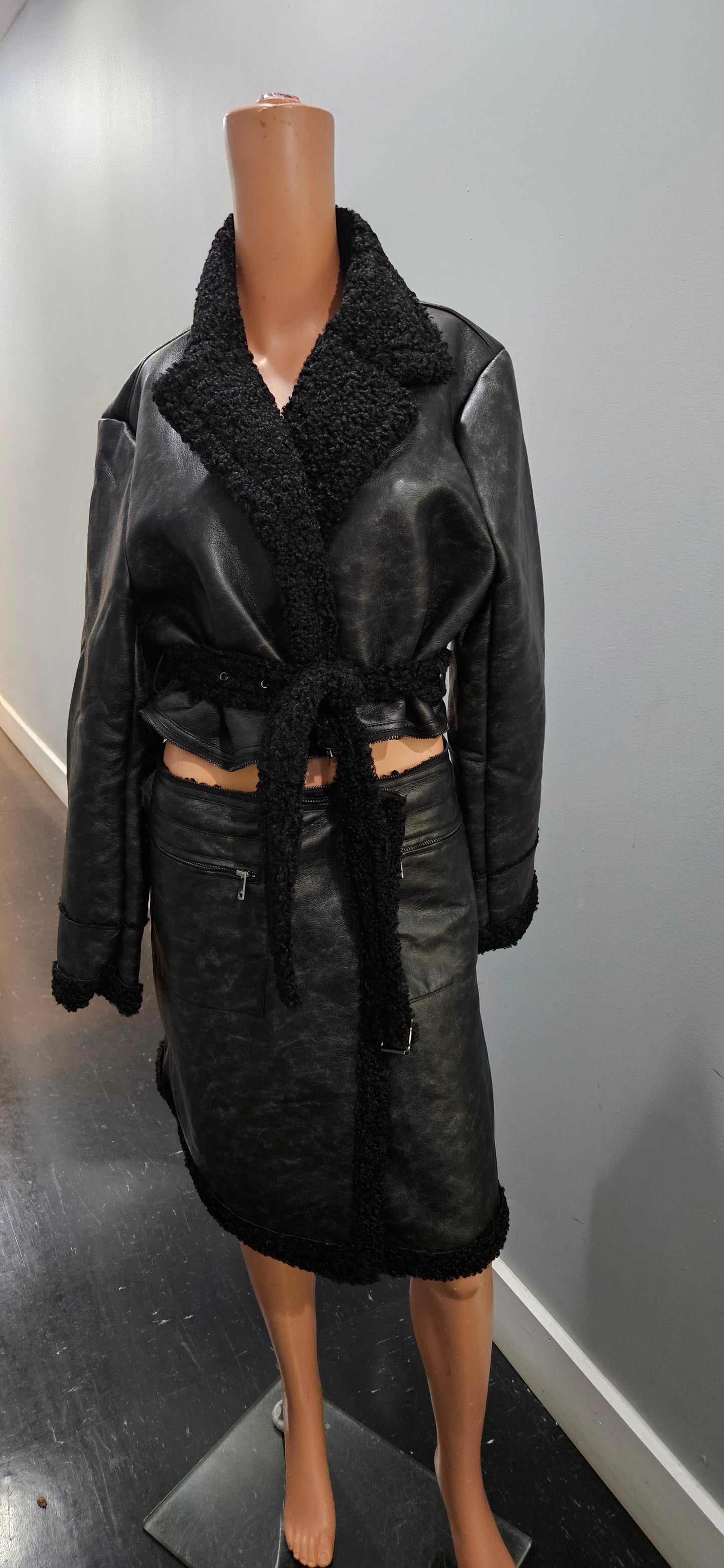 Black Sherpa Two Piece Coat