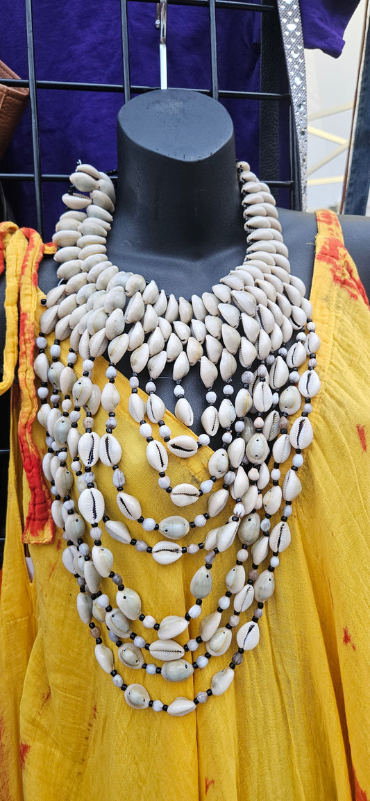 Cowrie Shell Waterfall Necklace
