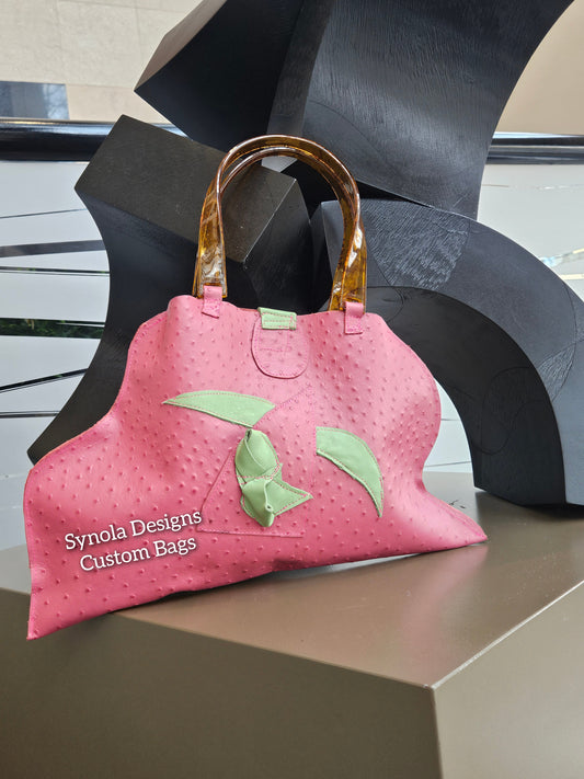 Pink Leather Ostrich Handmade Bag