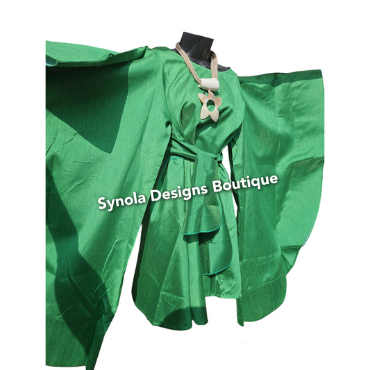 Green Batwing Shirt Dress