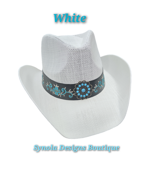 White Cowboy Straw Hat