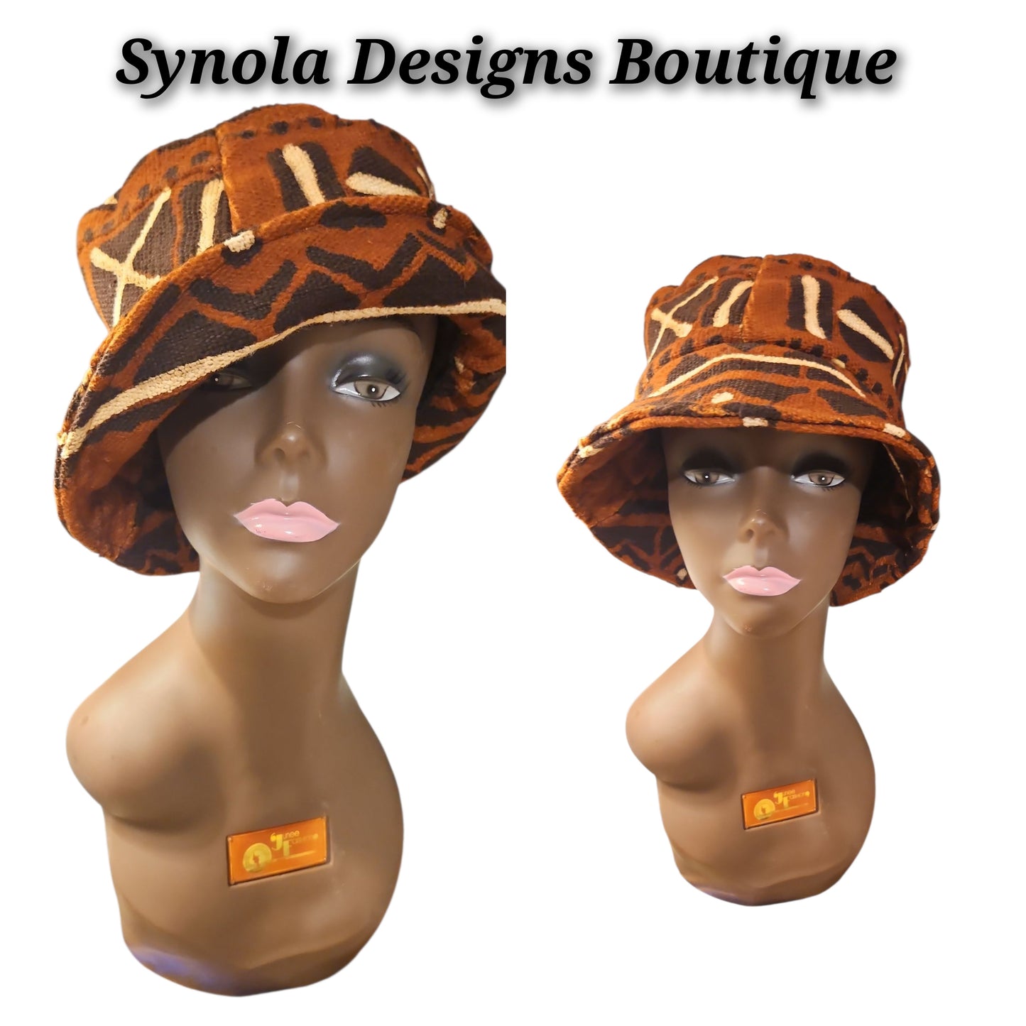 African Mudcloth Bucket Hat Dark Brown