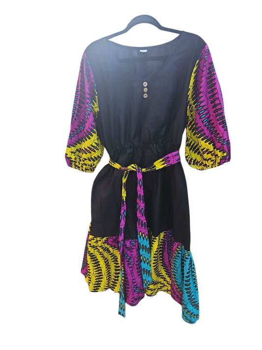 African Color Block Dress One Size