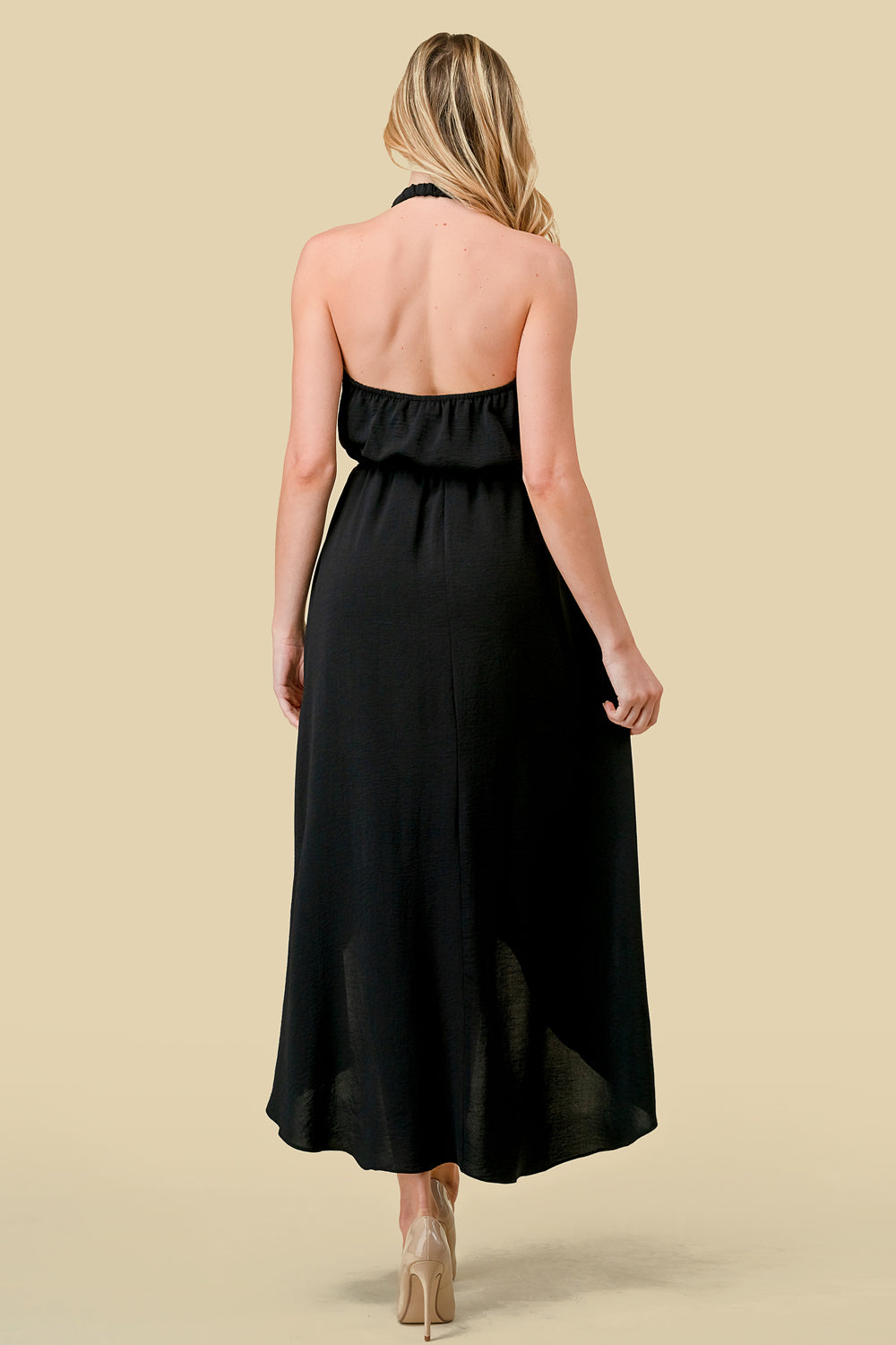 Black High-Low Halter Dress