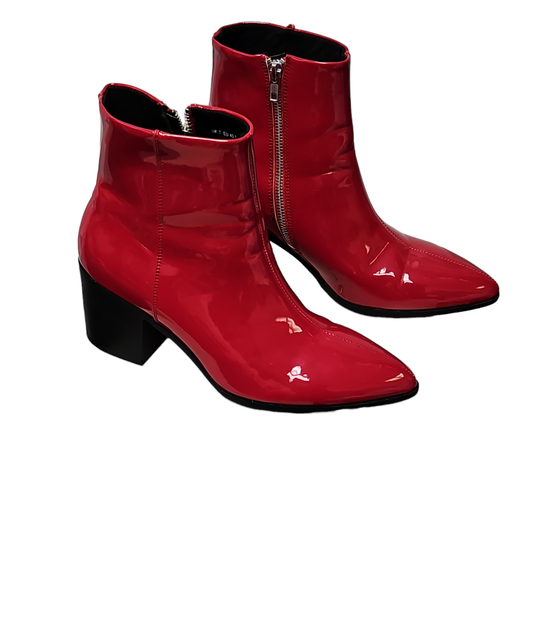 Asos Red Patent Leather Booties Size 9