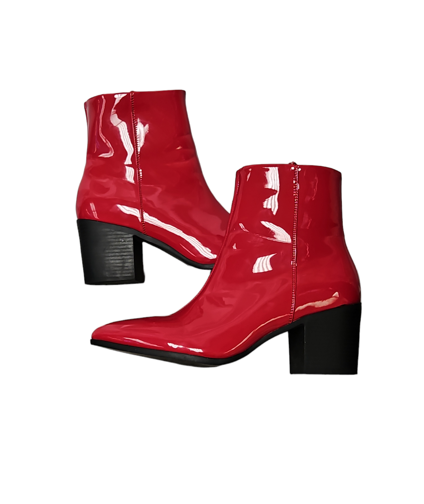 Asos Red Patent Leather Booties Size 10