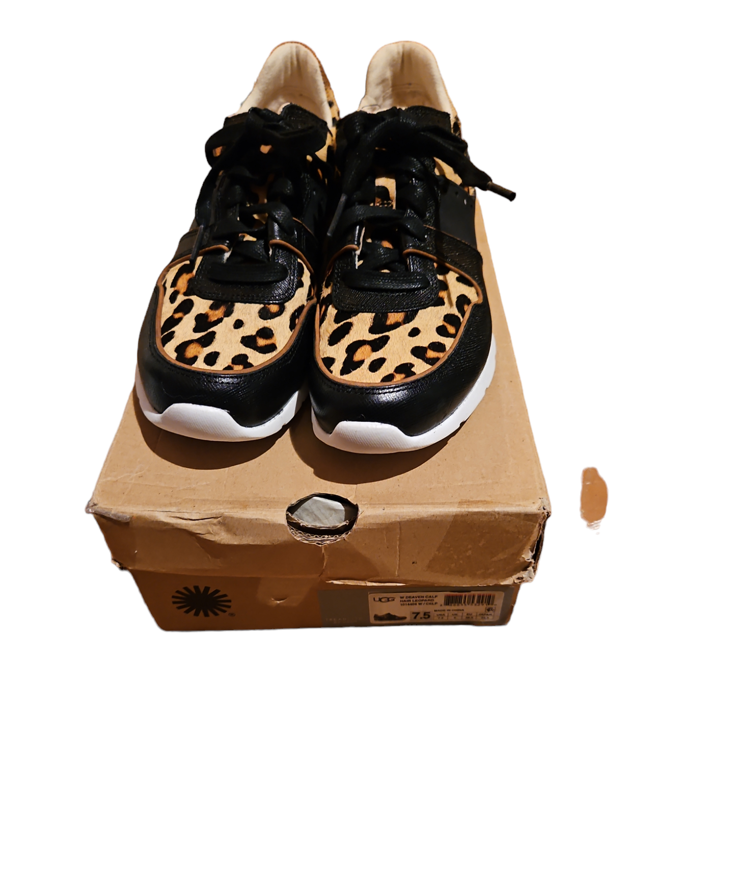 Ugg Australia Deaven Calf Hair Leopard Sneakers Sz 7.5