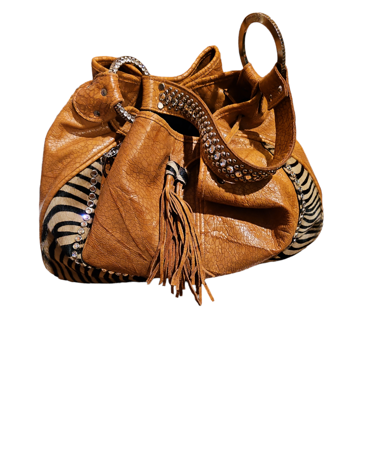 Raviani Rhinestone Calf Hair Leather Shoulder Bag Synola Designs Boutique