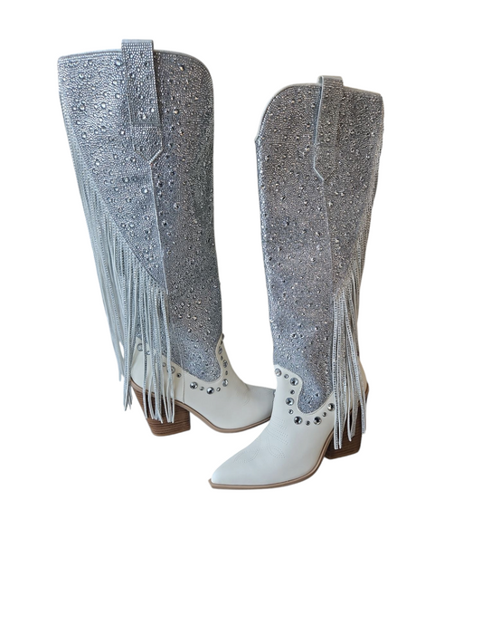 Steve Madden White Lext Western Boots Sz 7.5