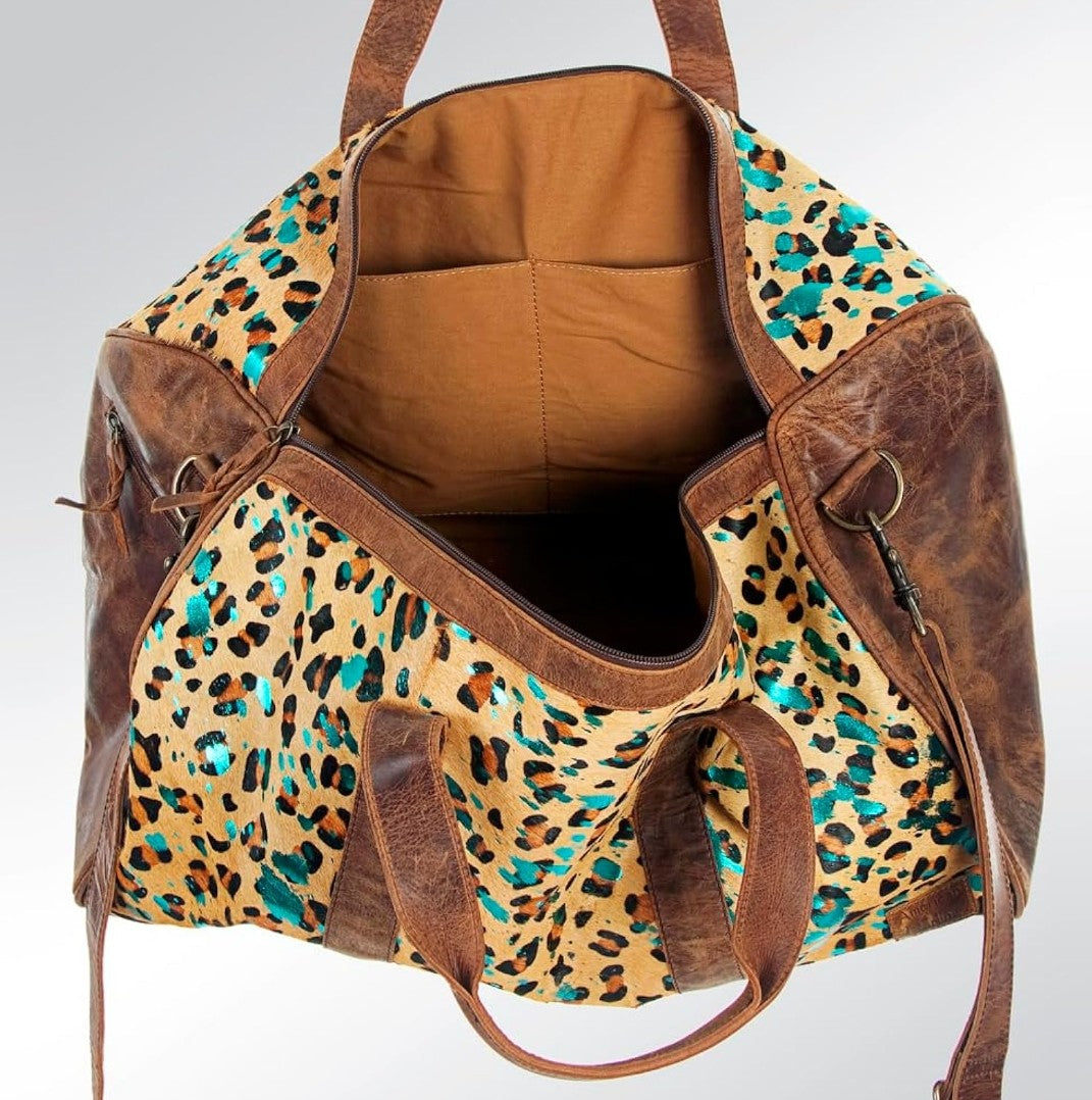 American Darling Leopard Calf Hair Travel Tote Bag