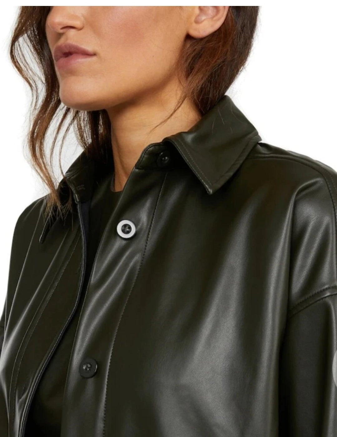 Badgley Mischka Black Vegan Faux Leather Shirt Jacket Sz Medium