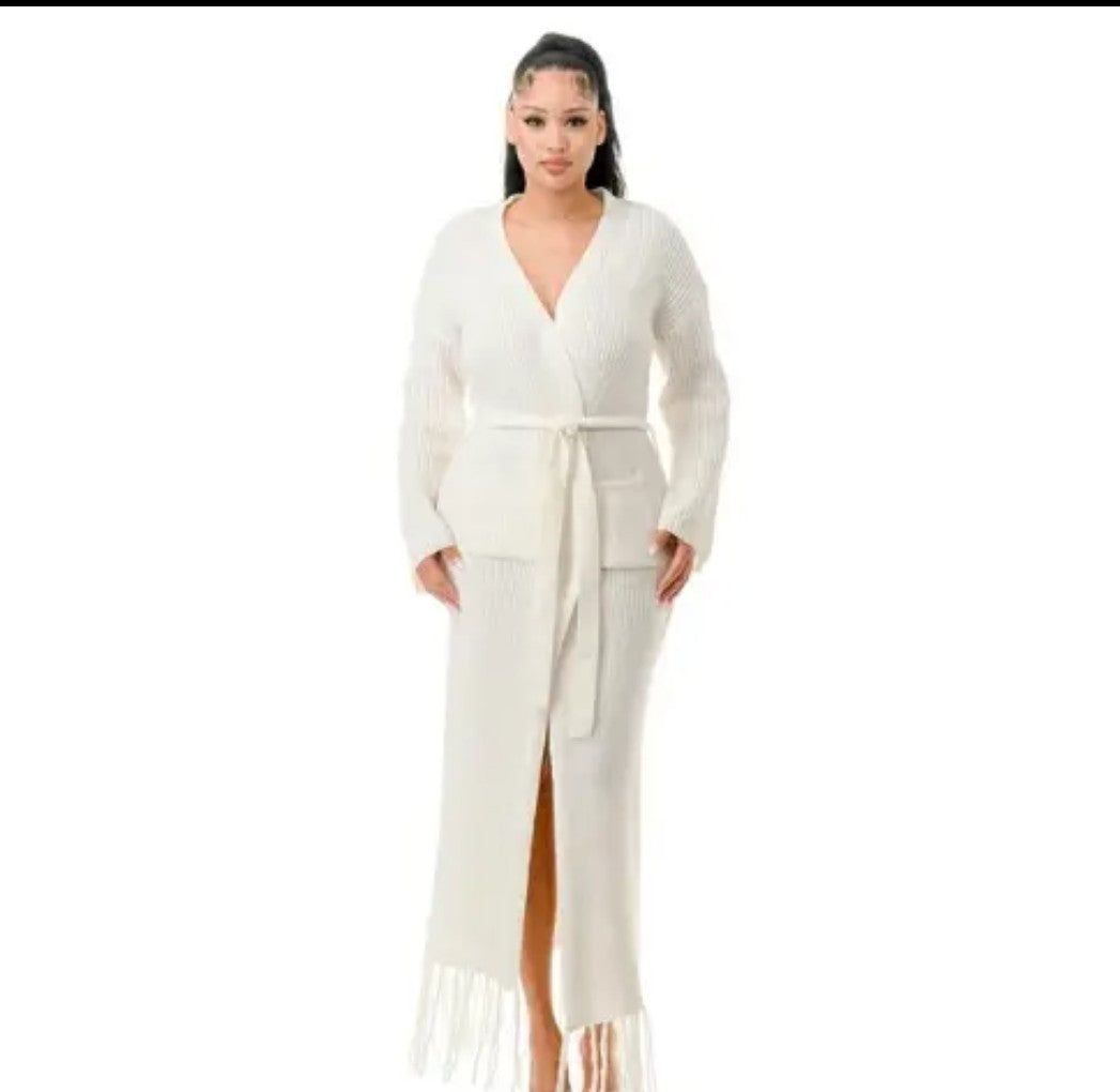 White long fringe cardigan