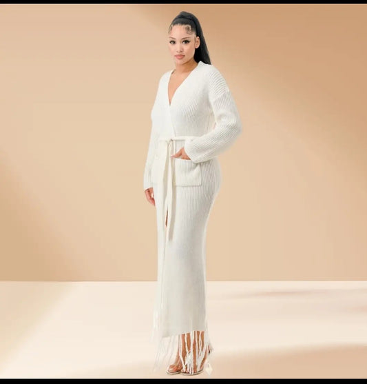 White long fringe cardigan