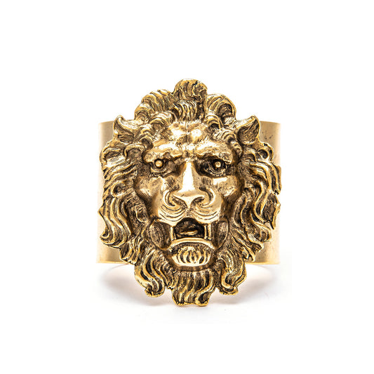 22 Karat Gold Plated Lions Head Cuff Bracelet